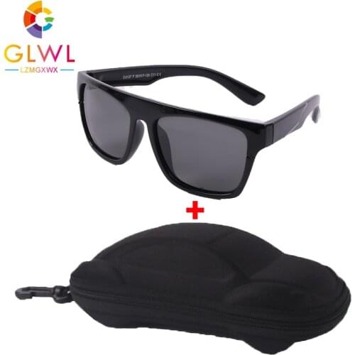 Car Case Sunglasses Children Sun Glasses Polarized Kids Silicone Frame Sunglass Baby Eyeglass With Box Boys Colored Lenses Girl