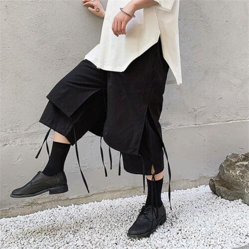 Mens pants summer casual pants wide leg pants mens shorts fake two pieces seven minutes pants Yamamoto fashion