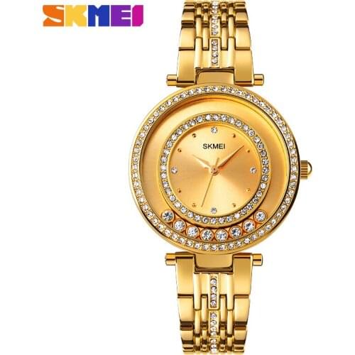 SKMEI Japan Quartz Movement Female Male Clock Top Brand Luxury Golden Watch Women Men Ladies Relogio Feminino Montre Femme 1740