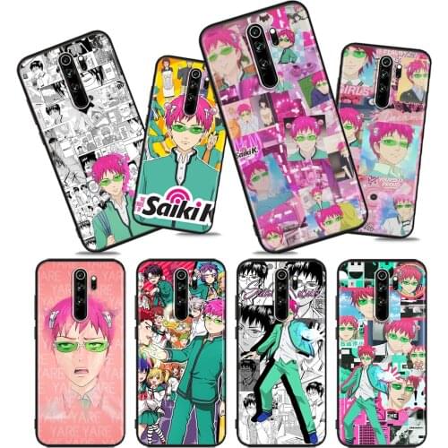 The disastrous life of saiki k Soft TPU For Xiaomi Redmi Note10 10S 9T 9S 9 8T 8 7 6 5A 5 4 4X Prime Pro Max Black Phone Case