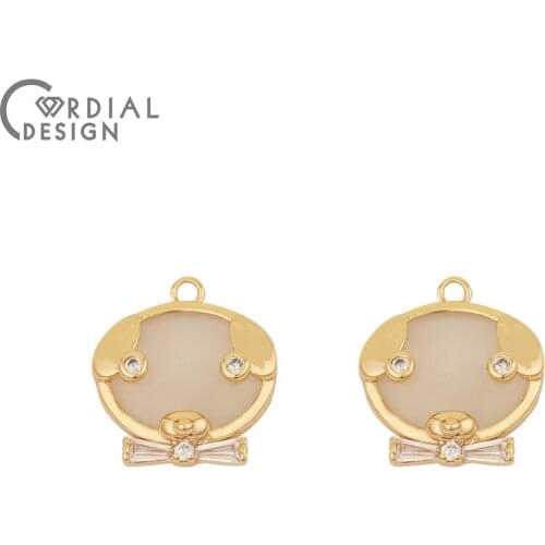 Cordial Design 30Pcs 14*15MM DIY Accessories/Hand Made/CZ Pendant/Genuine Gold Plating/Jewelry Findings & Components/Charms