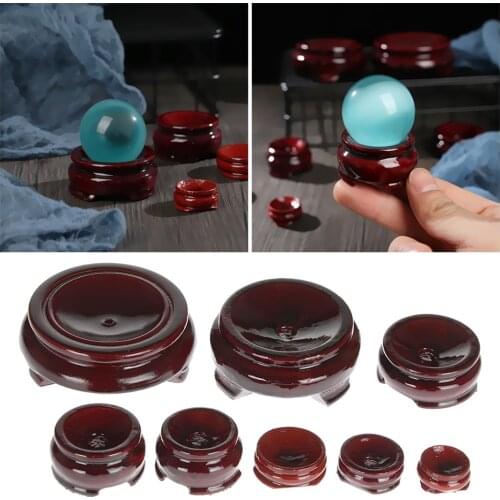 Wooden Crystal Ball Natural Home Decoration Statue Base Wood Holder Miniature Display Stand Desktop Ornament Fixed Seat Pedestal