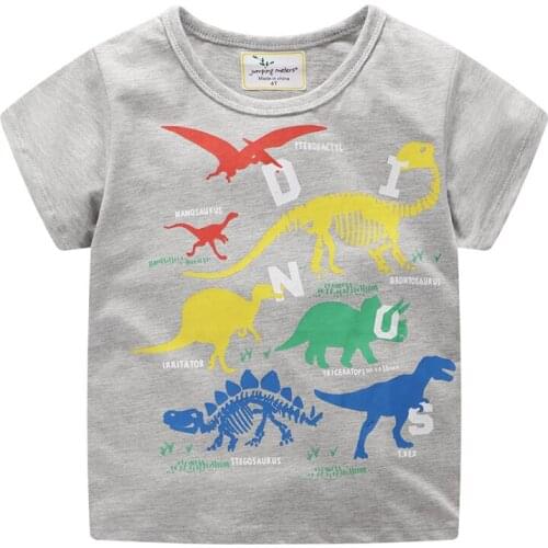 Baby Cotton Tees Summer Boys T shirts with Cartoon Dinosaur Print Fashion Childrens Clothes Toddler Tops