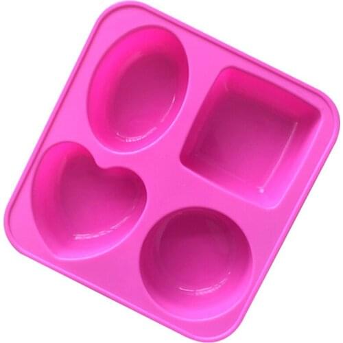 4 Different Shape Square Round Heart Oval Muffin Sweet Candy Jelly Fondant Cake Mold Silicone Tool Baking Pan SOAP MOLD E500