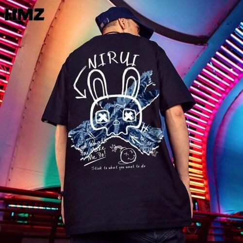 HMZ Summer Hot Sale Half Sleeve T Shirt Men Trend Large Size Cartoon Print T-shirt Ins Tide Brand Tee Five-point Sleeve Top Tide