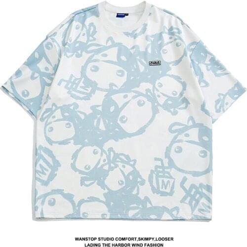 Men Funny Milk Print T-shirt Fashion Pink Summer Women T Shirt Casual Short Sleeve Tshirt Streetwear T-Shirt Tops Tee Shirt