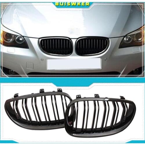 Gloss Black M-Color Front Kidney Grill Grille for 2003-2010 BMW E60 E61 5 Series
