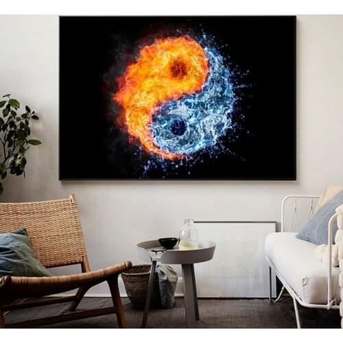 Yin and Yang Pop Art Canvas Paintings Fire and Water Posters and Prints Wall Art Picture for Living Room Home Decoration Cuadros