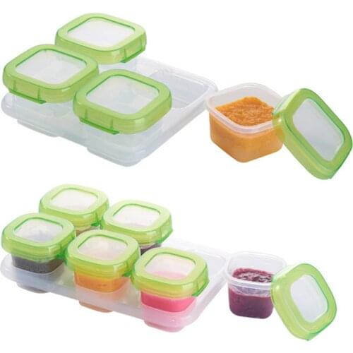 6 Pcs Baby Plastic Food Containers Mini Weaning Freezing Pots Boxes Freezer Storage Box BPA Free Portable Tableware Toddler Baby