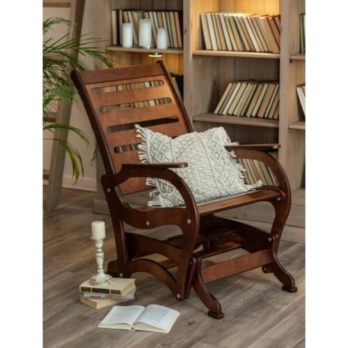 Rocking Chair Solid Wooden Frame Outdoor & Indoor Rocker for Garden, Patio, Balcony, Backyard Porch Rocker Armchair 57x77x97 cm