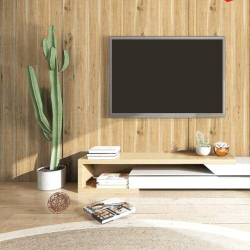 17.71 X 236.2 Inch Wood Grain PVC Wall Sticker Peel and Stick Wallpaper for Home Decoration Kitchen Tv Background Christmas DIY