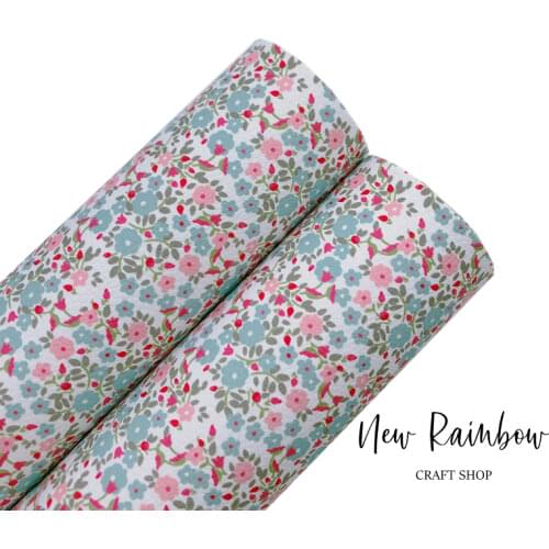 New Rainbow 30x22cm/A4 Blooming Cute Floral Litchi faux Leather sheets DIY bows making, Earrings, bags, and many crafts