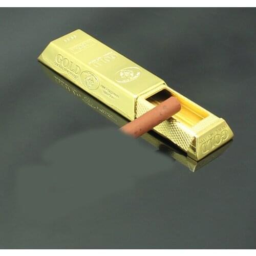 Fake 24K Mini Gold Bar Shaped Ash Tray Personalized Portable Outdoor Ashtray Zinc Alloy