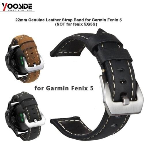 22mm Genuine Leather Strap Smart Watch Wrist Band Bracelet Strap for Garmin Fenix 5 /Forerunner 9359(NOT Quick Fit)