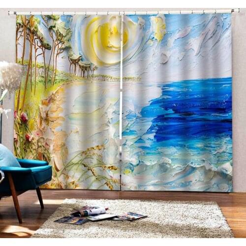 Painting curtains Luxury Blackout 3D Window Curtains For Living Room Bedroom Customized size Decoration curtains