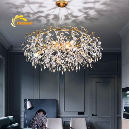 Modern Luxury Crystal Chandelier Lighting Living Room Decoration Golden Ceiling LED Chandelier Lamp for Home Indoor Hanging Lamp