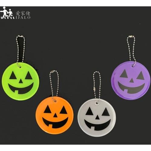 Halloween pumpkin key chains soft PVC Reflective keychain bag pendant accessories keyrings for traffic visible safety use