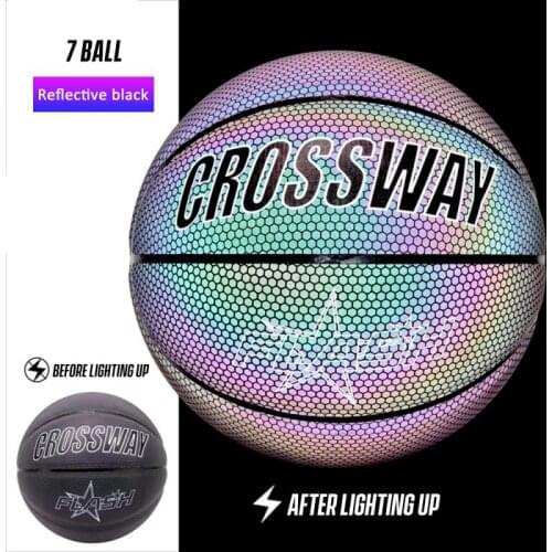 Luminous Street Rubber Basketball Ball Night Game Train PU Rubber Luminescence Glowing Rainbow Light Children Trainning #ED