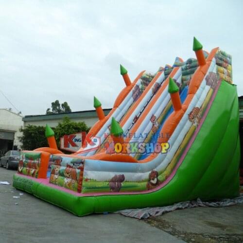 Green inflatable combo bouncer with slide high quality forest cheap inflatable dry slide for sale