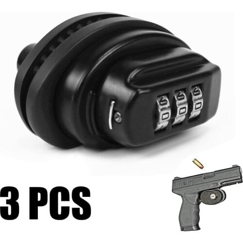 3 Pcs/Pack Universal Pistol Gun Rifle Trigger Protection Safety Lock with Combination Codes or Keys for Choice Black Hunting