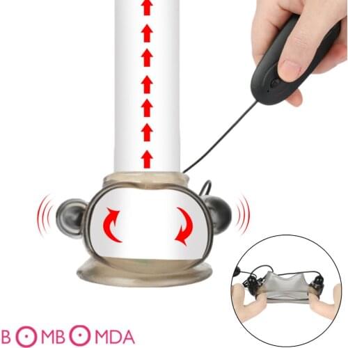 Scrotum Vibrator For Man Penis Trainer Rings Remote Control Dildo Vibrator 7 Speeds Silicone Scrotum Binding Lock Sperm Sex Toys