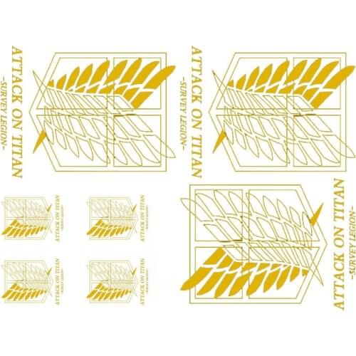 Japan Anime Wings Freedom Heat Transfer Stickers Gold Printed Shirt Backpack Bag Clothing Decoration Iron Heat Transfer Applique