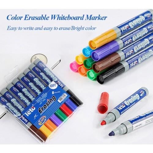 Leto 8/12 Colors Colorful Whiteboard Marker Pen 2.8mm Bright Safe Erasable Office School Supplies Childrens Drawing Pens