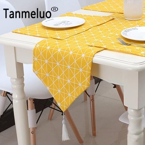 Yellow table runners modern linen cotton table runner european style table cloth mat for home wedding party christmas decoration