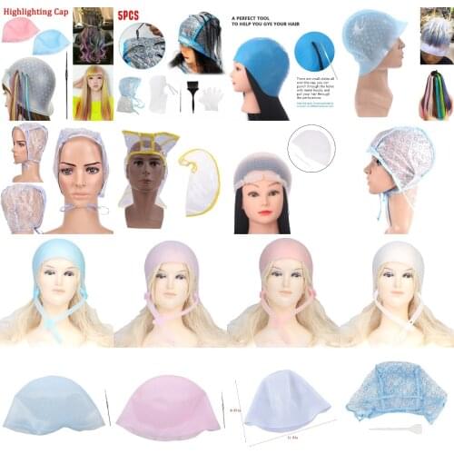 1/5PCS Hair Coloring Highlighting Cap Hook Salon Dye Hair Reusable Set Frosting Tipping Dyeing Hairstyle DIY Tools 16styles