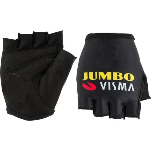 2020 JUMBO VISMA PRO TEAM BLACK ONE PAIR CYCLING BIKE HALF FINGER GLOVES BICYCLE GEL GLOVE SIZE:M-XL