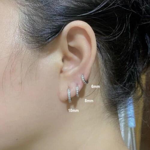 1Pcs Gold Color Silver Color Crystal Zircon Small Hoop Earrings For Women/Men Huggies Earrings Round Snap Earrings Hoops