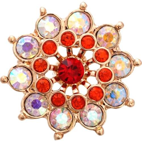 10pcs/lot New 18mm Snap Jewelry Flower Rhinestone Gold Snap Button Fit Snap Necklace Bracelets Bangle for Women Buttons Jewelry