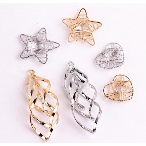 10pcs Fashion Copper Plated earrings for women vintage Love Star Earrings Girls Jewelry Accessories Bracelet Pendant Material