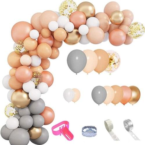 129PCS Retro Latex Balloon Garland Arch Set Peach Blush Wedding Birthday Balloons Baby Shower Birthday Party Decor
