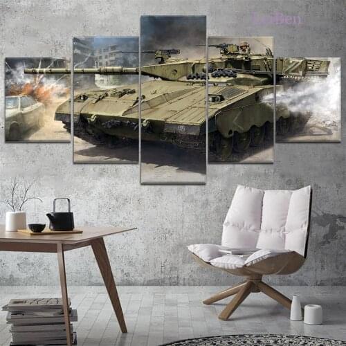 5 Piece Set Hd Modular Picture Tank Wall Art Poster Modern Print Canvas Painting Home Decoration Living Room Mural Without Frame