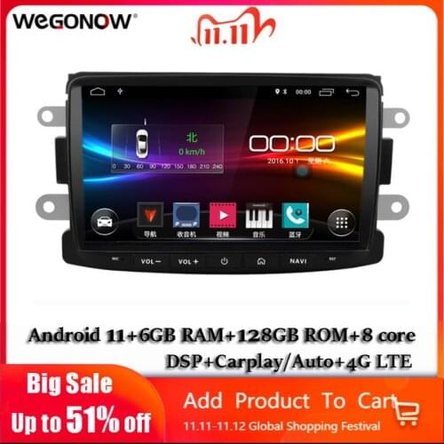 DSP 8'' Android 10.0 8 Core 4GB+64GB Car DVD Player GPS WIFI BT TPMS carplay RDS Radio For Dacia Renault Duster Logan Sandero