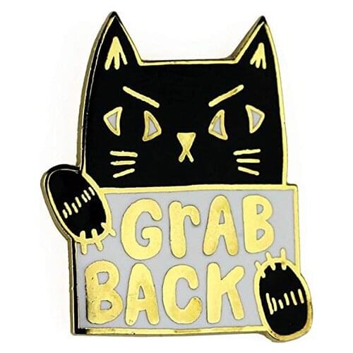 Grab back feminist pin cat pussy protest brooch resist Trump agenda women rights badge activist liberal jewelry