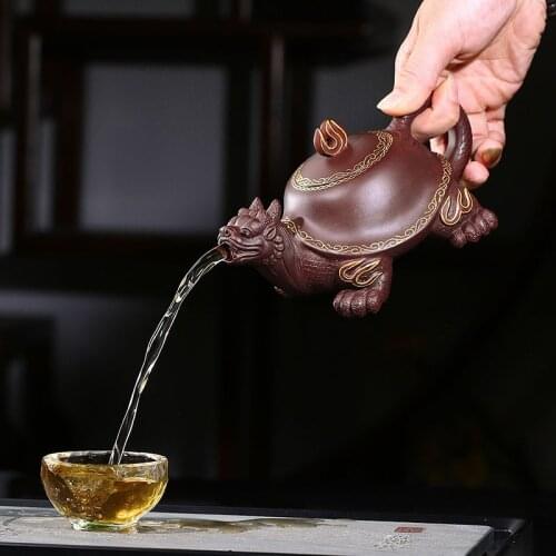 Yixing Purple Clay Teapot Ore Zisha Dragon Turtle Kettle Creative Teaware Send Gift Box