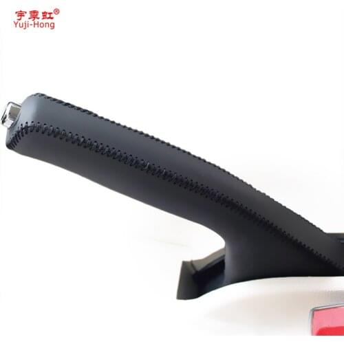 Yuji-Hong Car Handbrake Covers Case for Chery Arrizo 7 Car Styling Handbrake Grips Genuine Leather Auto Cover Black / Red lines