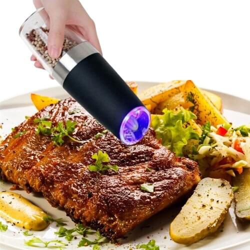 Electric Pepper Spice Grinder Automatic Creative LED Electric Black Salt Ceramic Mill Seasoning Spice Grinder Kitchen Gadget