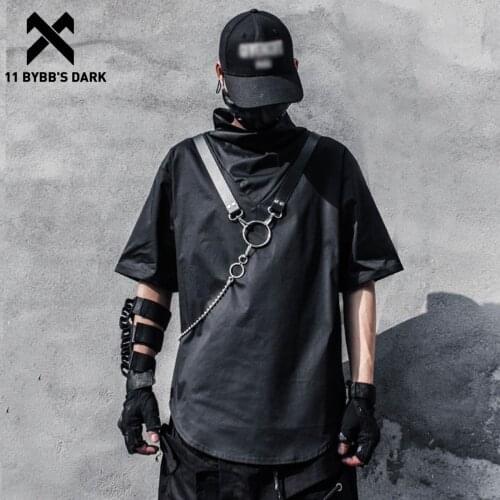 11 BYBBS DARK Techwear Hip Hop T-Shirt Mens Tactical Function Summer Harajuku Tshirts Cotton Loose Short Sleeve Shirts Streetwe