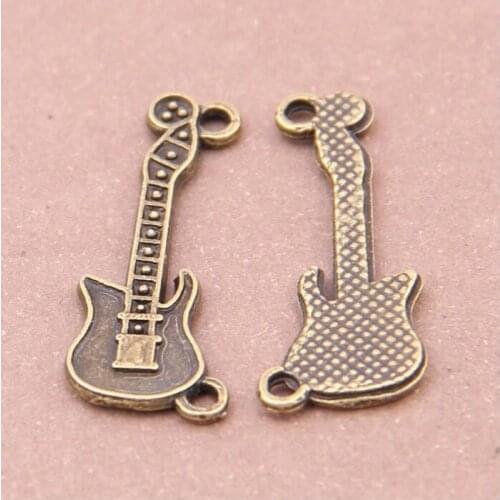 Hot 100pcs Vintage Guitar Pendant Fit Making Earrings/Bracelets/necklace Alloy Charms Fashion DIY Jewelry Accessories