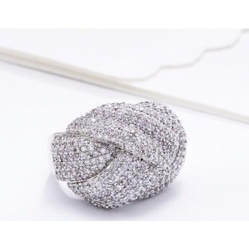 Ring size 6/8 shiny cubic zirconia stones Gold and white color fashion jewelry trendy jewellery high quality womens ring