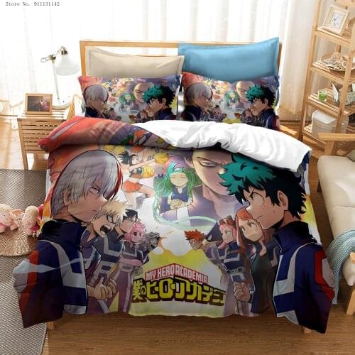 Japan Anime My Hero Academia Printed 3d Bedding Set Duvet Cover Set Bed Linen AU EU US Twin Full Queen King Size Kids Bedclothes