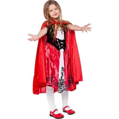Halloween Girls Fairy Tales Sexy Maid costume Kids Cosplay Little Red Riding Hood Fancy Dress