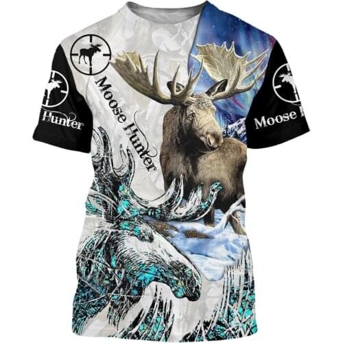 Summer Fashion Men for women animal deer t-shirt Moose/Elk Hunter 3D Printed Harajuku Short sleeve T shirts Casual tops style-6