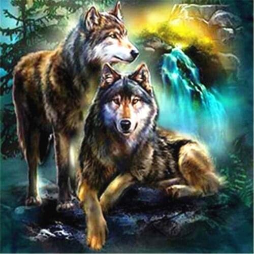 Wolf Horse Animal DIY Cross Stitch Embroidery 11CT Kits Craft Needlework Set Cotton Thread Printed Canvas Home Design