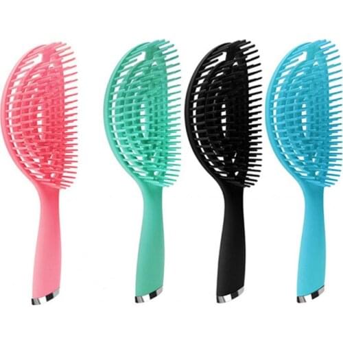 Hair Massage Comb Hollow Out Ergonomics Handle TPE Elliptical Hair Modeling Brush for Salon