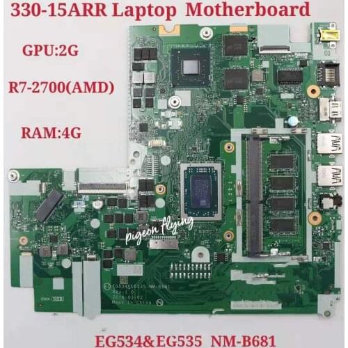 For Lenovo IdeaPad 330-15ARR Laptop Motherboard CPU:R7-2700U V2G RAM 4G GEG534&EG535 NM-B681 FRU 100% Test Ok