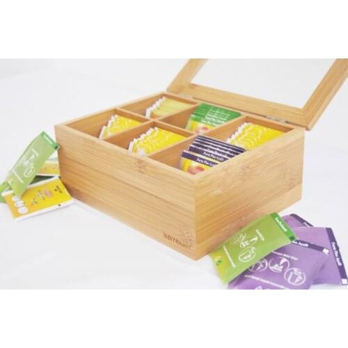 Misto 6 Section Tea Box | Environmentally Friendly Bamboo | Home-Kitchen | Made in Turkey